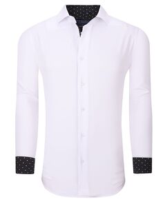 Мужская однотонная облегающая классическая рубашка без морщин стрейч Suslo Couture, белый