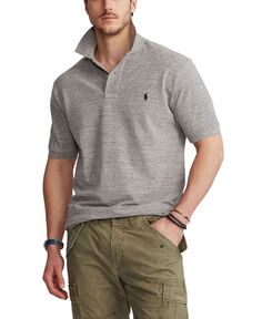 Мужская рубашка-поло из хлопка в сеточку классического кроя большого и высокого роста Polo Ralph Lauren, мульти