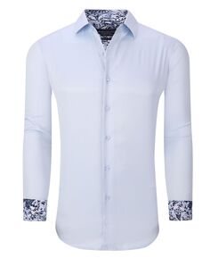 Мужская однотонная облегающая классическая рубашка без морщин стрейч Suslo Couture, светло-синий