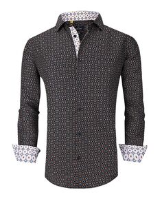 Мужская классическая рубашка slim fit business в морском стиле на пуговицах Azaro Uomo, черный