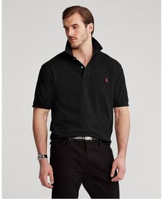 Мужская рубашка-поло из хлопка в сеточку классического кроя большого и высокого роста Polo Ralph Lauren, черный