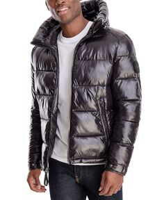 Мужская блестящая пуховая куртка с капюшоном, созданная для macy&apos;s Michael Kors, черный