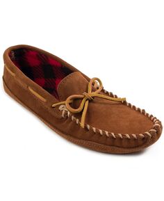 Мужские тапочки-мокасины с двойным дном из флиса Minnetonka, коричневый