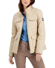 Женская стеганая куртка на молнии Tommy Hilfiger, хаки