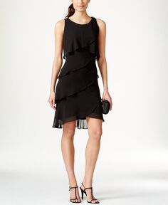 Многоуровневое шифоновое платье SL Fashions, черный