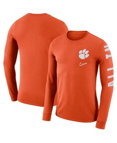 Мужская оранжевая футболка с длинным рукавом clemson tigers local mantra performance Nike