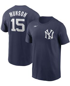 Мужская футболка thurman munson navy new york yankees cooperstown collection name number t-shirt Nike, синий