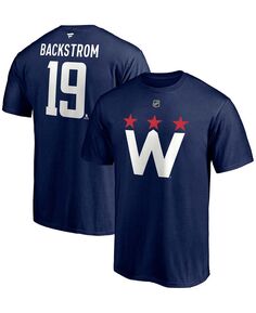 Мужская футболка nicklas backstrom navy washington capitals 2020/21 alternate authentic stack name and number Fanatics, синий