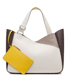 Сумка Calvin Klein Zoe Signature Colorblocked Tote with Pouch, мульти