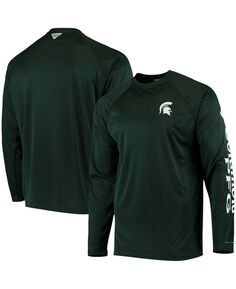 Мужская футболка с длинным рукавом pfg green michigan state spartans terminal tackle omni-shade Columbia, зеленый