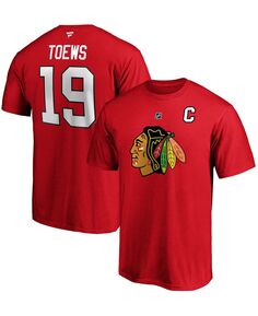 Мужская футболка jonathan toews red chicago blackhawks team с аутентичным названием и номером стека Fanatics, красный