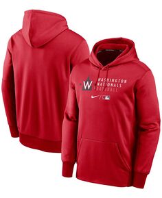 Мужская красная толстовка с капюшоном washington nationals authentic collection logo stack performance pullover Nike, красный