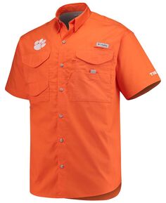 Мужская оранжевая рубашка clemson tigers bonehead с коротким рукавом Columbia