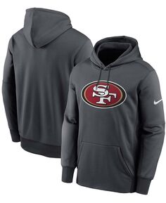 Мужская темно-серая толстовка san francisco 49ers с логотипом therma pullover hoodie Nike, мульти
