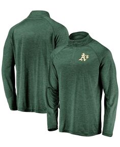 Мужская зеленая куртка-пуловер oakland athletics iconic в полоску с логотипом реглан и молнией на четверть Fanatics, зеленый