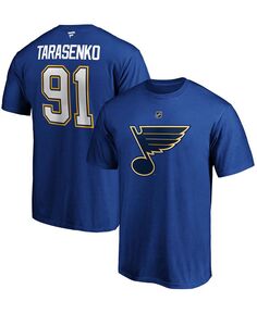 Мужская футболка владимира тарасенко синего цвета с надписью st. louis blues team authentic stack name and number Fanatics, синий