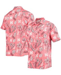 Мужская рубашка scarlet nebraska huskers с винтажным цветочным принтом на пуговицах Wes &amp; Willy