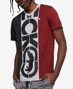 Мужская футболка с коротким рукавом и центральным репсом с v-образным вырезом Ecko Unltd, мульти