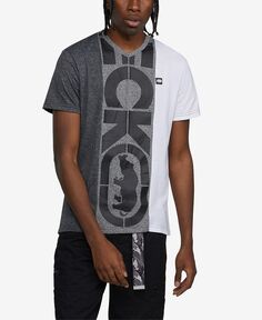 Мужская футболка с коротким рукавом и центральным репсом с v-образным вырезом Ecko Unltd, мульти