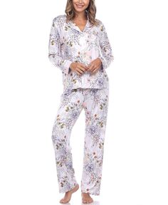 Женский пижамный комплект с длинными рукавами и цветочным принтом, 2 предмета White Mark, мульти