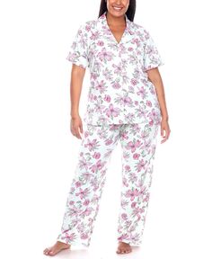 Плюс размер брюки с короткими рукавами тропический пижамный комплект, 2 предмета White Mark, мульти