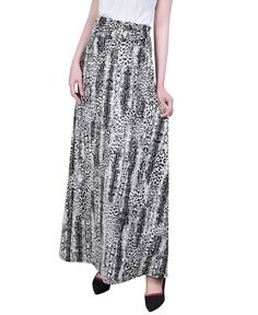 Миниатюрная длинная юбка-трапеция с искусственным поясом спереди и кольцом NY Collection, мульти