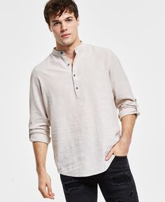 Мужская льняная рубашка popover стандартного кроя, созданная для macy&apos;s INC International Concepts, мульти