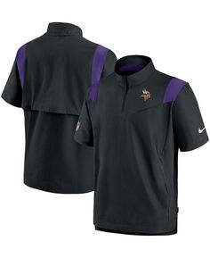 Мужская черная куртка minnesota vikings sideline coaches с коротким рукавом и молнией на четверть Nike, черный