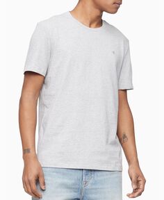 Мужская однотонная футболка из гладкого хлопка с круглым вырезом Calvin Klein, мульти
