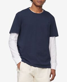 Мужская однотонная футболка из гладкого хлопка с круглым вырезом Calvin Klein, мульти
