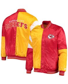 Красно-желтая мужская атласная куртка kansas city chiefs leader varsity full-snap Starter