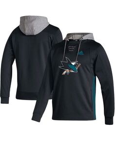 Мужская черная толстовка с капюшоном san jose sharks skate lace aeroready adidas, черный