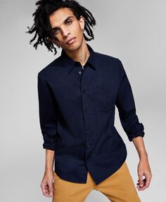 Мужская рубашка из поплина с длинными рукавами и пуговицами And Now This, синий