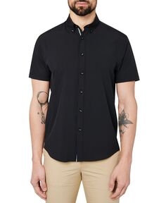 Мужская приталенная рубашка черного цвета на пуговицах Society of Threads, черный