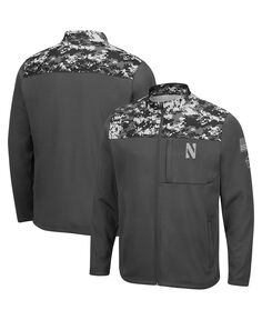 Мужская темно-серая куртка northwestern wildcats oht в стиле милитари appreciation digi camo с молнией во всю длину Colosseum, мульти