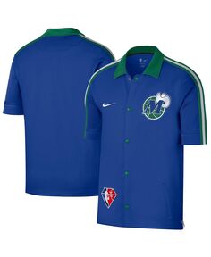 Мужская сине-зеленая куртка dallas mavericks 2021/22 city edition therma flex showtime с коротким рукавом и воротником на кнопках Nike, мульти