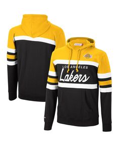 Мужская золотая, черная толстовка с капюшоном los angeles lakers head coach Mitchell &amp; Ness, мульти