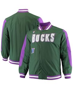 Мужская зеленая куртка milwaukee bucks big and tall hardwood classics authentic warm-up full-snap Mitchell &amp; Ness, зеленый