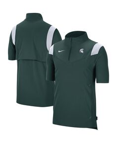 Мужская зеленая куртка michigan state spartans 2021 coaches с коротким рукавом и молнией на четверть Nike, зеленый