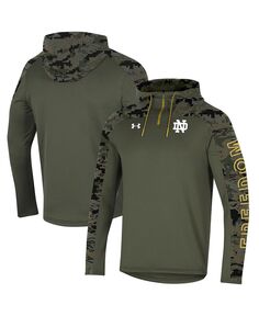 Мужская оливковая толстовка с капюшоном notre dame fighting irish freedom с молнией на четверть Under Armour