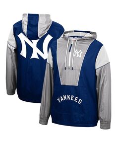 Мужская темно-синяя куртка new york yankees highlight reel windbreaker с капюшоном на молнии до половины Mitchell &amp; Ness, синий