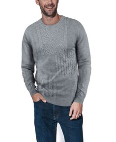 Мужской свитер с круглым вырезом смешанной текстуры X-Ray, светло-серый