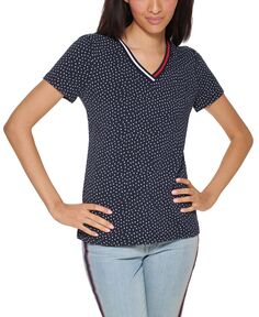 Женская футболка с v-образным вырезом и принтом в горошек Tommy Hilfiger, мульти