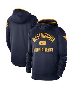 Мужская темно-синяя толстовка с капюшоном реглан пуловер west virginia mountaineers basketball spotlight performance Nike, синий