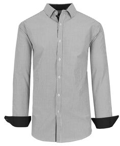 Мужская классическая рубашка в тонкую полоску с длинным рукавом Galaxy By Harvic, черно-белый