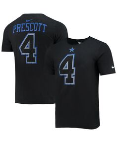 Мужская футболка dak prescott black dallas cowboys с именем и номером Nike, черный