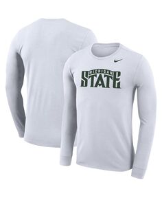 Мужская белая футболка с длинным рукавом с надписью «michigan state spartans school» с логотипом «performance legend» Nike, белый