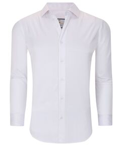 Мужская однотонная облегающая рубашка без морщин с длинным рукавом и длинными рукавами на пуговицах Suslo Couture, белый