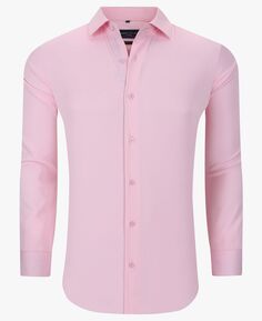 Мужская однотонная облегающая рубашка без морщин с длинным рукавом и длинными рукавами на пуговицах Suslo Couture, розовый