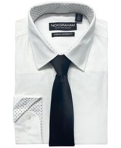 Мужской комплект из эластичной классической рубашки и галстука в клетку в тон в современном стиле Nick Graham, мульти